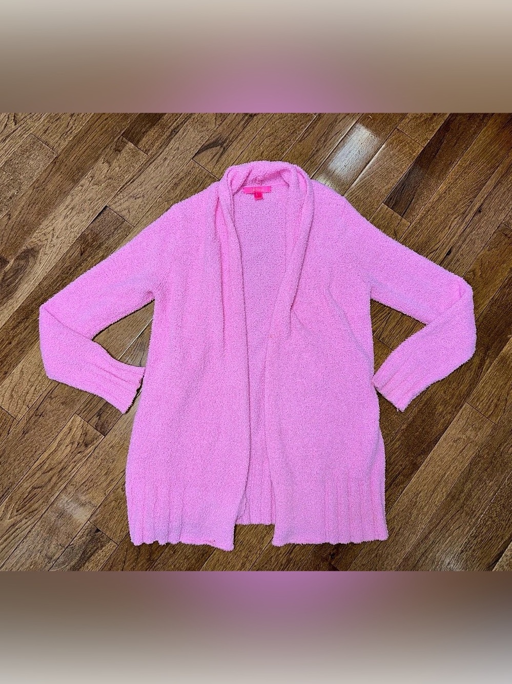 Lilly Pulitzer Pink Open Front Cozy Sherpa Like Cardigan Size L